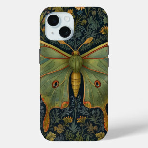 Elegant retro boho Luna moth botanical iPhone 15 Case