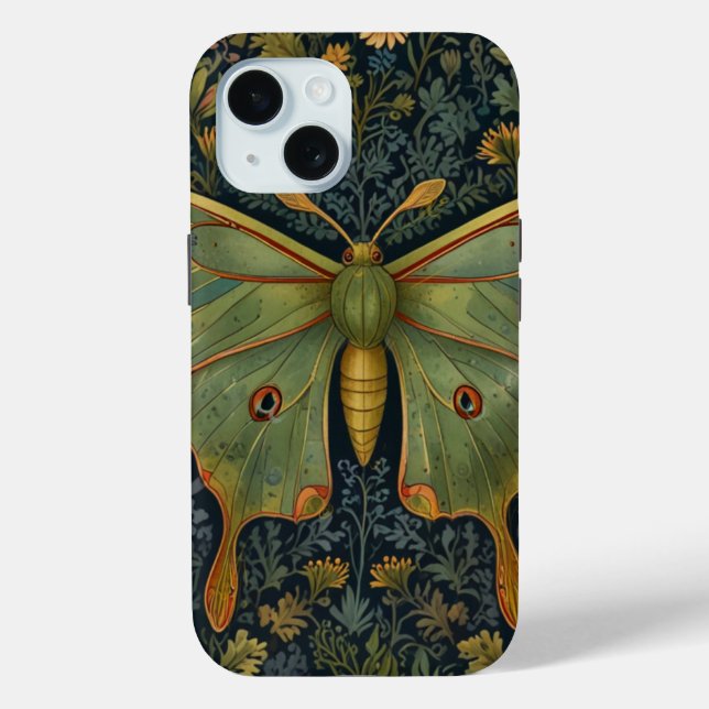 Elegant retro boho Luna moth botanical  Case-Mate iPhone Case (Back)