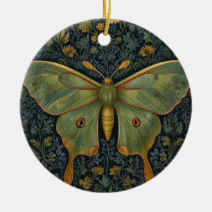 Elegant retro boho Luna moth botanical Ceramic Ornament