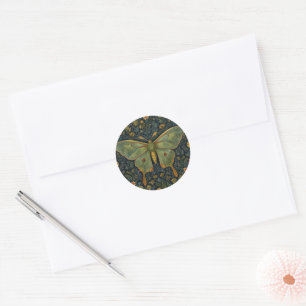 Elegant retro boho Luna moth botanical Classic Round Sticker
