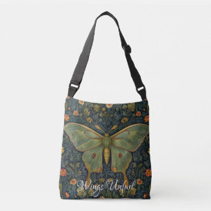 Elegant retro boho Luna moth botanical Crossbody Bag
