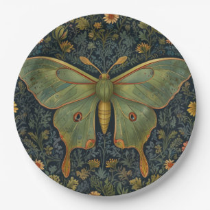 Elegant retro boho Luna moth botanical Paper Plates