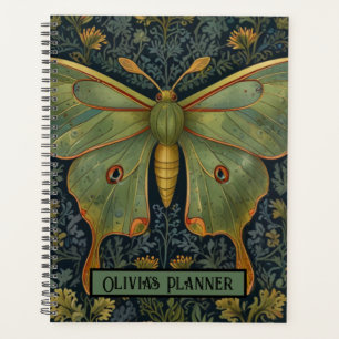 Elegant retro boho Luna moth botanical Planner
