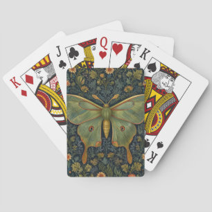 Elegant retro boho Luna moth botanical Poker Cards