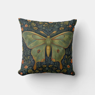 Elegant retro boho Luna moth botanical Throw Pillow