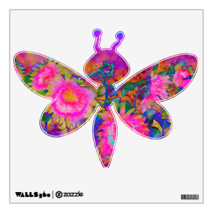 Elegant retro boho pink watercolor sunflowers wall sticker