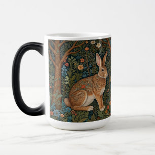 Elegant retro boho rabbit woodland floral color morph mug