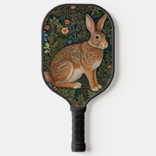 Elegant retro boho rabbit woodland floral pickleball paddle
