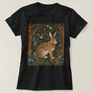 Elegant retro boho rabbit woodland floral T-Shirt
