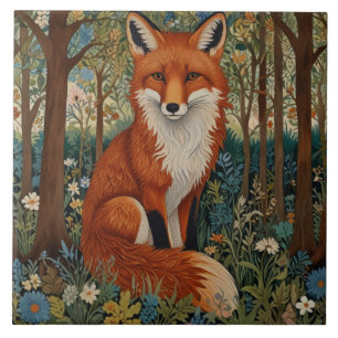 Elegant retro boho red fox woodland animal ceramic tile
