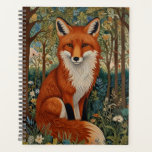 Elegant retro boho red fox woodland animal planner<br><div class="desc">This elegant bohemian illustration depicts a charming red fox nestled amidst a lush and enchanting forest scene. The fox, rendered in exquisite detail, is surrounded by an array of charming flowers, delicate foliage, and rich greenery, all beautifully intertwining. The art nouveau style is evident in the flowing, organic lines and...</div>