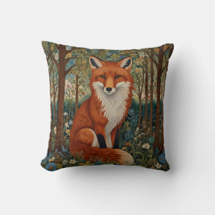 Elegant retro boho red fox woodland animal throw pillow