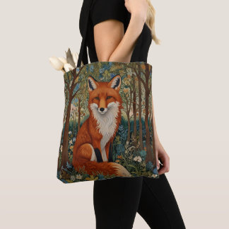 Elegant retro boho red fox woodland animal tote bag
