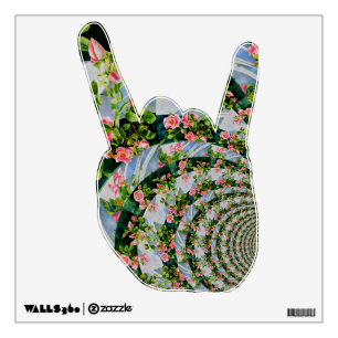 Elegant retro boho watercolor pink floral  wall decal