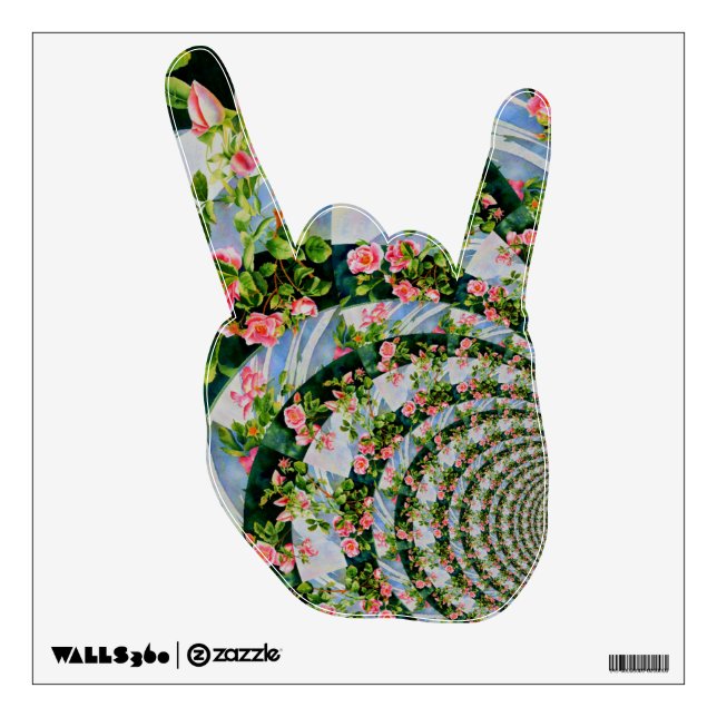 Elegant retro boho watercolor pink floral  wall decal (Front)