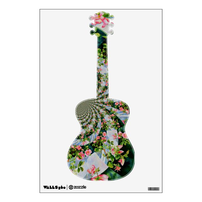 Elegant retro boho watercolor pink floral  wall sticker (Front)