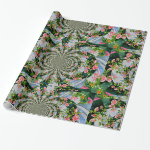 Elegant retro boho watercolor pink floral wrapping paper