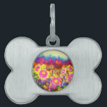 Elegant retro boho watercolor sunflower fields pet name tag<br><div class="desc">Elegant retro boho watercolor sunflower fields</div>