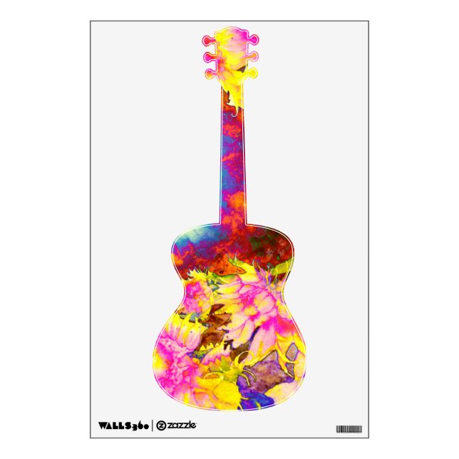 Elegant retro boho watercolor sunflower fields wall sticker (Front)