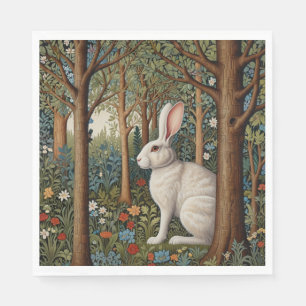 Elegant retro boho white rabbit woodland floral napkins