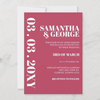 Elegant Retro Bold Magenta Modern Wedding Invitation