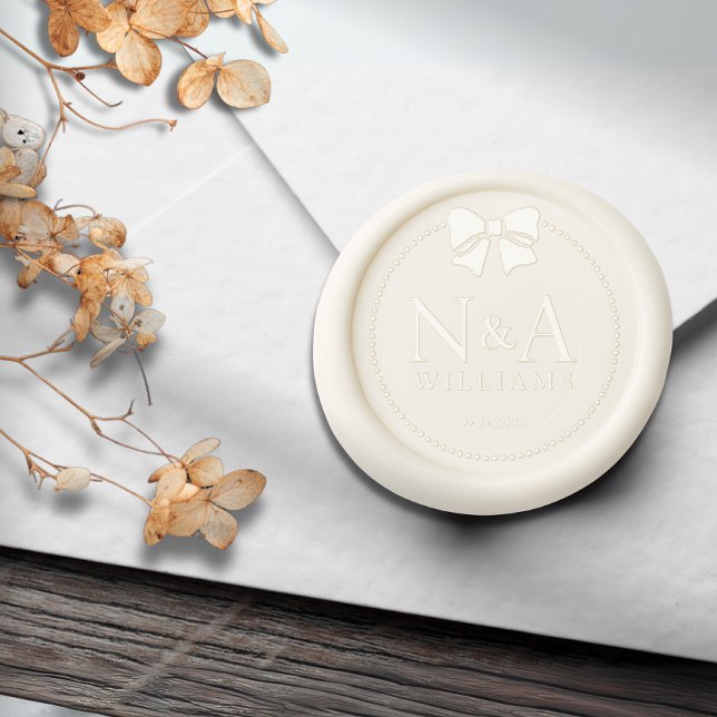 Elegant Retro Bow Couple Monogram Wedding Wax Seal Sticker (Elegant Retro Bow Couple Monogram Wedding Wax Seal Sticker)