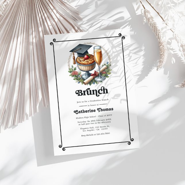 Elegant Retro Brunch Graduation Party Photo Invitation (Elegant Retro Brunch Graduation Party Photo Invitation)