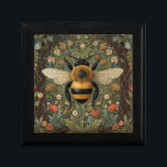Elegant retro bumblebee boho botanical floral art gift box<br><div class="desc">This elegant bohemian illustration depicts a charming bumblebee nestled amidst a lush and enchanting forest scene. The bee, rendered in exquisite detail, is surrounded by an array of vibrant flowers, delicate foliage, and rich greenery, all beautifully intertwining. The art nouveau style is evident in the flowing, organic lines and intricate...</div>