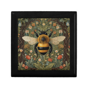 Elegant retro bumblebee boho botanical floral art gift box