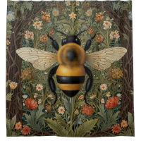 Elegant retro bumblebee boho botanical floral art