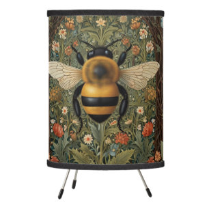 Elegant retro bumblebee boho botanical floral art tripod lamp