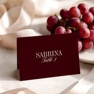 Elegant Retro Burgundy Wedding Place Card