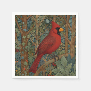 Elegant Retro Cardinal Art Nouveau red bird Napkins