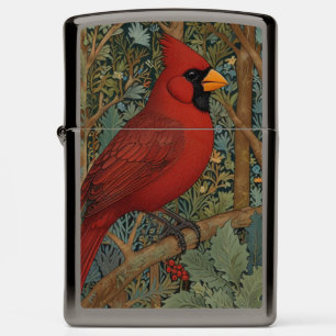 Elegant Retro Cardinal Art Nouveau red bird Zippo Lighter