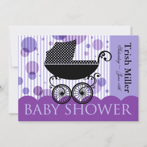 Elegant Retro Carriage Baby Shower Party Invitation