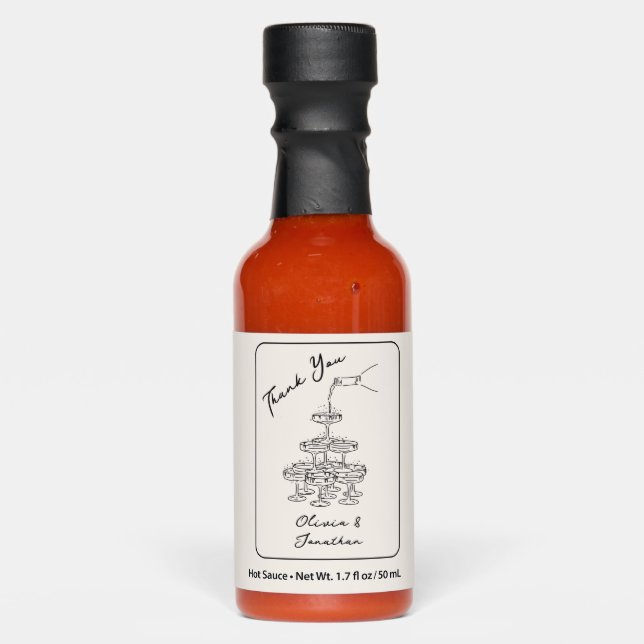 Elegant Retro Champagne Thank You Hot Sauce Favors (Front)