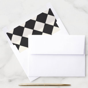 Elegant Retro Checkered Black And Cream Wedding Envelope Liner