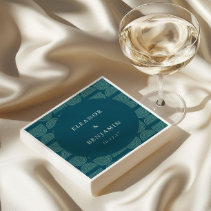 Elegant Retro Chic Arch Teal Blue Custom Wedding Napkins