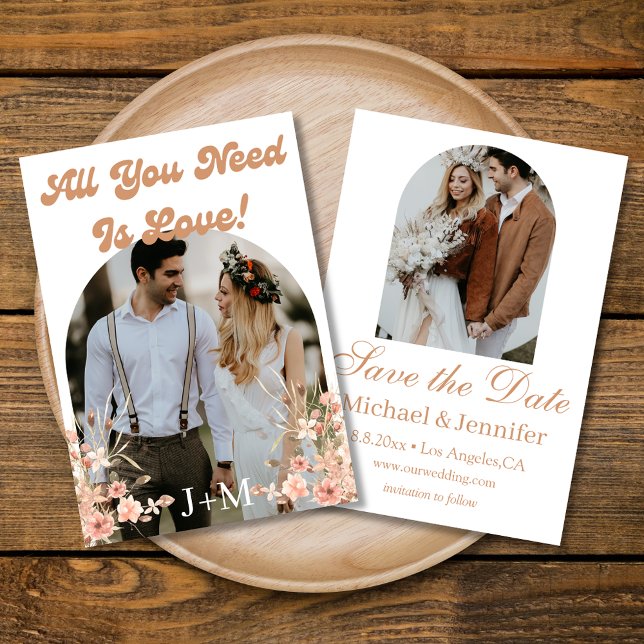  elegant retro chic script 2 arch photos boho save the date (Creator Uploaded)