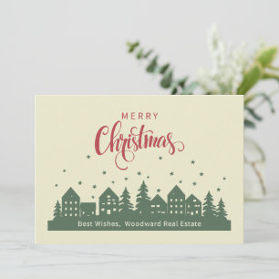 Elegant Retro Christmas Home Realtor Customized Thank You Card