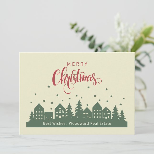 Elegant Retro Christmas Home | Realtor Customized Thank You Card (Standing Front)