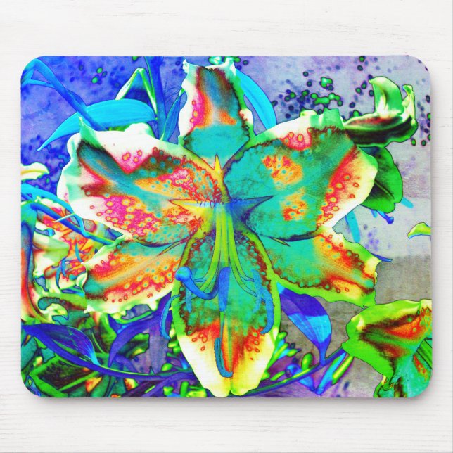 Elegant Retro colorful floral tropical lily Mouse Pad (Front)