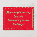 Elegant Retro Comfort And Joy Merry Christmas Holiday Postcard