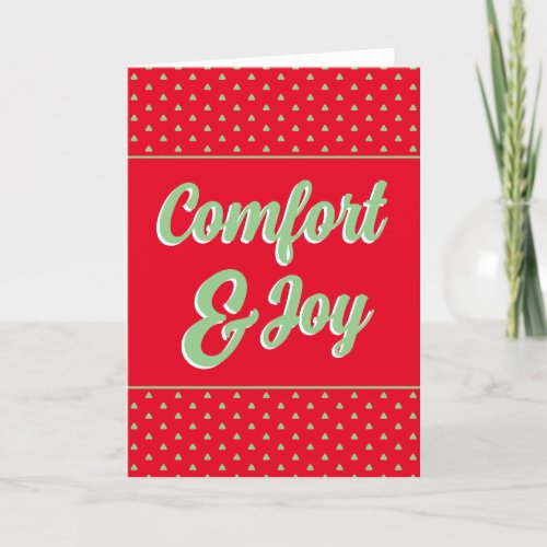 Elegant Retro Comfort And Joy Typography Christmas Holiday Card