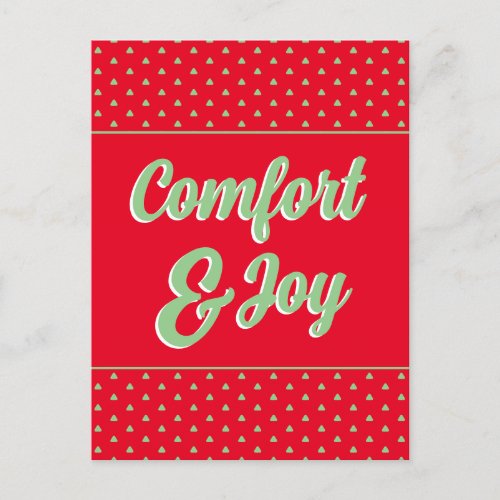 Elegant Retro Comfort And Joy Typography Christmas Holiday Postcard