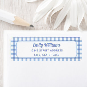 Elegant Retro Cute Baby Blue Gingham Label