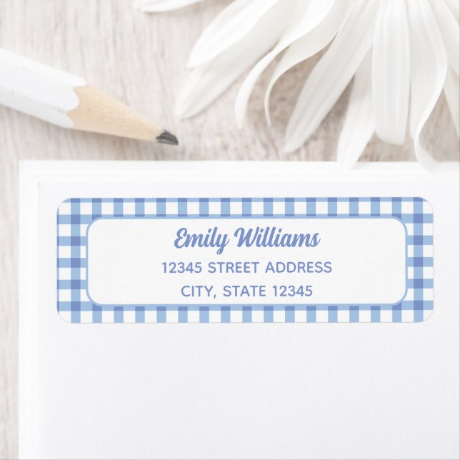 Elegant Retro Cute Baby Blue Gingham Label (Insitu)