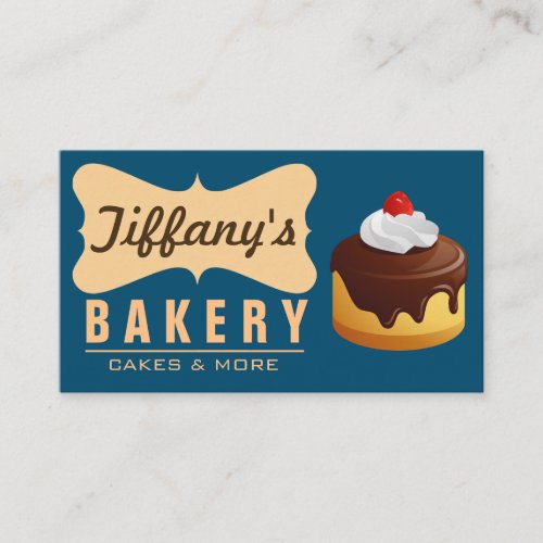 Elegant Retro Cute Sweet Cake Bakery Business Card