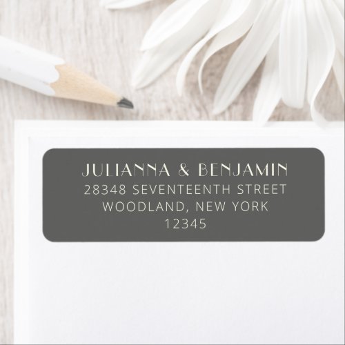 Elegant Retro Dark Gray Art Deco Return Address Label