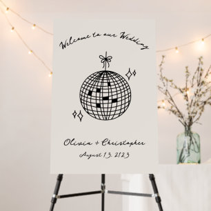 Elegant Retro Disco Ball Wedding Welcome Sign